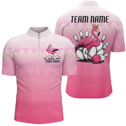 Custom Funny Flamingo Bowling Shirts For Men, Cute Bowling Team Shirt Bowling Tournament IPHW7730