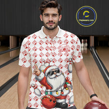 Load image into Gallery viewer, Custom Funny Santa Claus Christmas Bowling Men Polo Shirts, Xmas Bowling Team Shirt IPHW10111