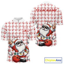 Load image into Gallery viewer, Custom Funny Santa Claus Christmas Bowling Men Quarter-Zip Shirts, Xmas Bowling Team Shirt IPHW10111