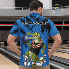 Load image into Gallery viewer, Blue Custom Funny Alligator Bowling Men Quarter-Zip Shirt, Bowling Team Jerseys Bowler Outfit IPHW10773