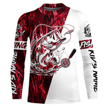 Load image into Gallery viewer, Custom Bass Fishing Tattoo Red Camo Long Sleeve Tournament Fishing Shirts, Bass Fishing Jerseys IPHW6079