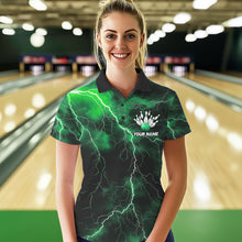 Load image into Gallery viewer, Green Thunder Lightning Custom Cobra Snake Bowling Polo Shirt For Women, Bowling Team Shirt IPHW8896