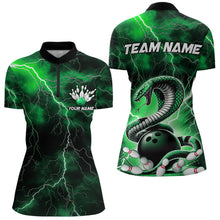 Load image into Gallery viewer, Green Thunder Lightning Custom Cobra Snake Bowling Women Quarter-Zip Shirts Team Uniform IPHW8896