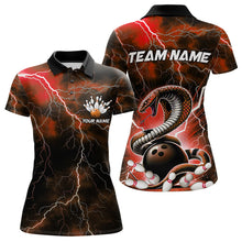Load image into Gallery viewer, Orange Thunder Lightning Custom Cobra Snake Bowling Women Polo Shirts, Bowling Team Shirt IPHW8897
