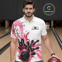 Load image into Gallery viewer, Custom Pink Music Flame Bowling Men Polo Shirt, Bowling League Shirt Bowler Jerseys IPHW10993