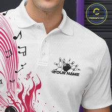 Load image into Gallery viewer, Custom Pink Music Flame Bowling Men Polo Shirt, Bowling League Shirt Bowler Jerseys IPHW10993