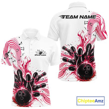 Load image into Gallery viewer, Custom Pink Music Flame Bowling Men Polo Shirt, Bowling League Shirt Bowler Jerseys IPHW10993