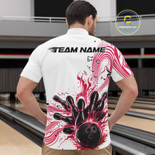 Load image into Gallery viewer, Custom Pink Music Flame Bowling Men Quarter-Zip Shirt, Bowling League Shirt Bowler Jerseys IPHW10993