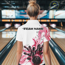 Load image into Gallery viewer, Custom Pink Music Flame Bowling Women Quarter-Zip Shirt, Bowling League Shirt IPHW10993