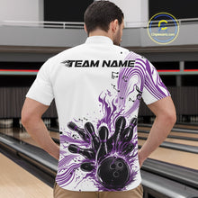 Load image into Gallery viewer, Custom Purple Music Flame Bowling Men Quarter-Zip Shirt, Bowling League Shirt Bowler Jerseys IPHW10995