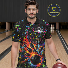 Load image into Gallery viewer, Custom Colorful Splatter Music Flame Bowling Men Polo Shirt, Music Bowling Jerseys IPHW11002
