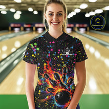 Load image into Gallery viewer, Custom Colorful Splatter Music Flame Bowling Women Quarter-Zip Shirt, Bowling Jerseys IPHW11002