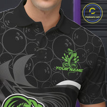 Load image into Gallery viewer, Custom Black And Green Cobra Snake Bowling Polo Shirts For Men, Cobra Bowling Team Shirt IPHW9701