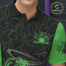 Load image into Gallery viewer, Custom Green Cobra Snake Bowling Team Men Polo Shirts, Bowling Pattern Shirt IPHW9704