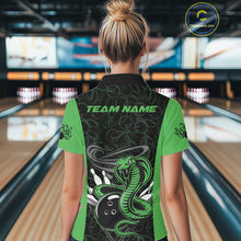 Load image into Gallery viewer, Custom Green Cobra Snake Bowling Team Women Polo Shirts, Bowling Pattern Shirt IPHW9704