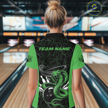Load image into Gallery viewer, Custom Green Cobra Snake Bowling Team Women Quarter-Zip Shirts, Bowling Pattern Shirt IPHW9704