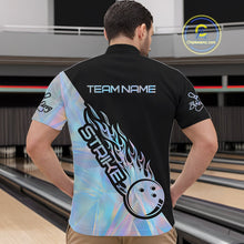 Load image into Gallery viewer, Custom Hologram Flame Strike Bowling Men Quarter-Zip Shirt, Holographic Icy Crystal Bowling Shirt IPHW9862