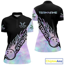 Load image into Gallery viewer, Custom Hologram Flame Strike Bowling Women Quarter-Zip Shirt, Icy Crystal Bowling Shirt IPHW9863