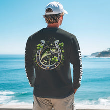 Load image into Gallery viewer, Custom St Patrick&#39;s Day Shamprock Largemouth Bass Long Sleeve Tournament Fishing Shirts IPHW8390