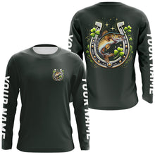 Load image into Gallery viewer, Custom St Patrick&#39;s Day Shamprock Walleye Long Sleeve Tournament Fishing Shirts IPHW8391