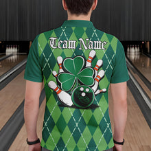 Load image into Gallery viewer, Custom Green Shamprock Saint Patricks Bowling Polo Shirts For Men, Lucky Bowling Team Shirt IPHW8598