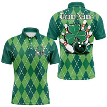 Load image into Gallery viewer, Custom Green Shamprock Saint Patricks Bowling Polo Shirts For Men, Lucky Bowling Team Shirt IPHW8598
