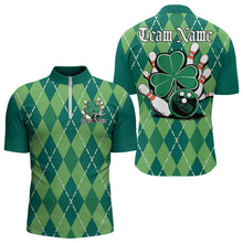 Load image into Gallery viewer, Custom Green Shamprock Saint Patricks Bowling Quarter-Zip Shirts For Men, Lucky Bowling Team Shirt IPHW8598