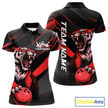 Load image into Gallery viewer, Custom Black And Red Tiger Bowling Team Women Shirt, Bowling League Shirt Bowler Uniform IPHW10775