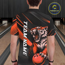 Load image into Gallery viewer, Custom Black And Orange Tiger Bowling Team Men Shirt, Bowling League Shirt Bowler Uniform IPHW10776