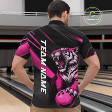Load image into Gallery viewer, Custom Black And Pink Tiger Bowling Team Men Shirt, Bowling League Shirt Bowler Uniform IPHW10777