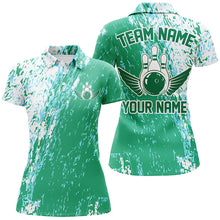 Load image into Gallery viewer, Personalized Bowling Shirts For Women, Team Bowling Jerseys Bowling Pin |Green IPHW4997