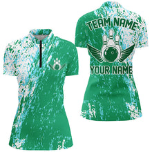 Load image into Gallery viewer, Personalized Bowling Shirts For Women, Team Bowling Jerseys Bowling Pin |Green IPHW4997