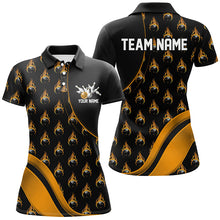 Load image into Gallery viewer, Custom Gold Flame Bowling Shirts For Women, Personalized Team Bowling Shirts IPHW6960