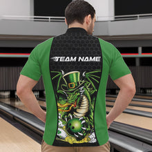 Load image into Gallery viewer, Custom Black And Green St Patricks Dragon Bowling Quarter-Zip Shirts For Men, Lucky Dragon Bowling IPHW8608