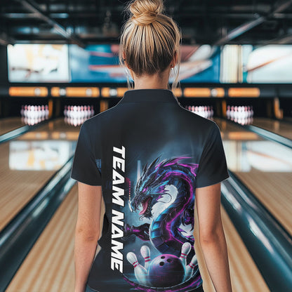 Custom Futuristic Style Dragon Bowling Quarter-Zip Shirts For Women, Dragon Bowling Outfits IPHW8914