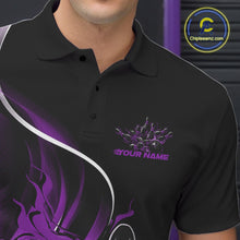 Load image into Gallery viewer, Custom Purple Flame Bowling Men Jerseys, Bowling Team League Shirt Bowlers Jerseys IPHW11297