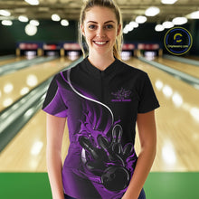 Load image into Gallery viewer, Custom Purple Flame Bowling Women Jerseys, Bowling Team League Shirt Bowlers Jerseys IPHW11297
