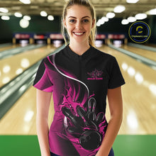 Load image into Gallery viewer, Custom Pink Flame Bowling Women Jerseys, Bowling Team League Shirt Bowlers Jerseys IPHW11298