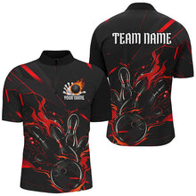 Load image into Gallery viewer, Black And Red Custom Name Bowling Tournament Jerseys For Men And Women, Bowling Team Shirts IPHW7176