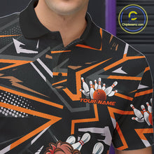 Load image into Gallery viewer, Custom Funny Turkey Bowling Jerseys, Orange Thanksgiving Bowling Team Men Polo Shirt IPHW9723
