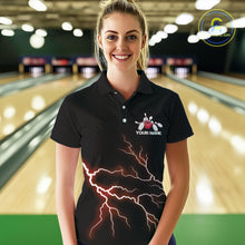 Load image into Gallery viewer, Red Thunder Lightning Bowling Wings Custom Bowling Team Polo Shirts For Women IPHW8394