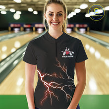 Load image into Gallery viewer, Red Thunder Lightning Bowling Wings Custom Bowling Team Quarter-Zip Shirts For Women IPHW8394