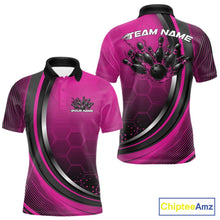 Load image into Gallery viewer, Custom Pink Flame Bowling Jerseys, Bowling Team Men Polo Shirt Bowlers Outfit IPHW11315