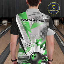 Load image into Gallery viewer, Custom Green And Gray Geometric Bowling Jerseys Bowling Team Polo Shirts For Men IPHW9510