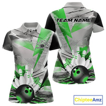 Load image into Gallery viewer, Custom Green And Gray Geometric Bowling Jerseys Bowling Team Polo Shirts For Women IPHW9510