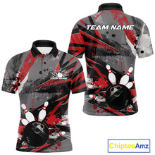 Load image into Gallery viewer, Custom Grunge Red Bowling Polo Shirts For Men, Vintage Bowling Team Shirts IPHW9511