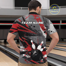 Load image into Gallery viewer, Custom Grunge Red Bowling Quarter-Zip Shirts For Men, Vintage Bowling Team Shirts IPHW9511