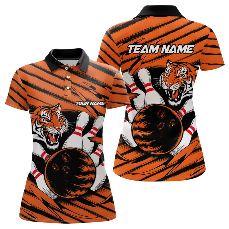 Custom Tiger Bowling Shirts For Women, Tiger Bowling Team Shirt Bowler Uniform Outfits IPHW7982