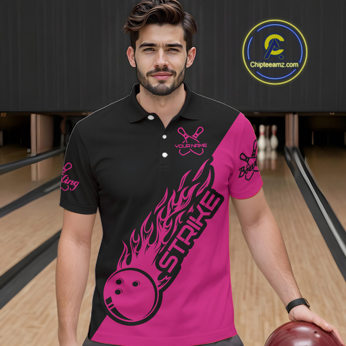 Custom Bowling Shirts For Men And Women, Bowling Team Shirts Bowling Strike | Pink IPHW4290