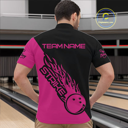 Custom Bowling Shirts For Men And Women, Bowling Team Shirts Bowling Strike | Pink IPHW4290